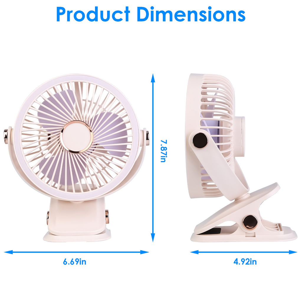 ChillClip™  5-Speed Portable Fan | 720° Rotation, LED Light, USB-C Rechargeable