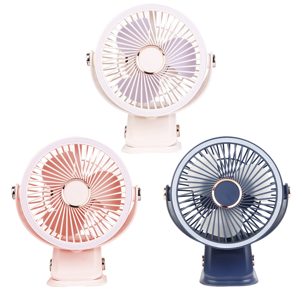 ChillClip™  5-Speed Portable Fan | 720° Rotation, LED Light, USB-C Rechargeable